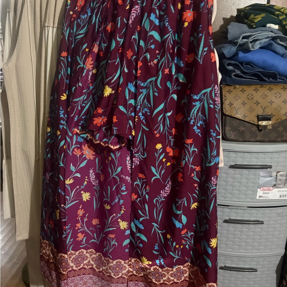 Floral Burgundy shorts  and half skirt